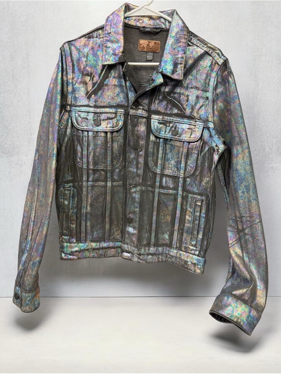 ASOS Jackets & Blazers - ASOS Holographic Metallic Oil Slick Trucker Jacket - Iridescent